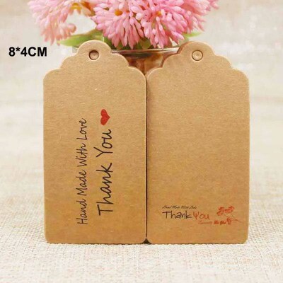 5x3cmPresent Handmade tag labels Red heart Kraft paper thank