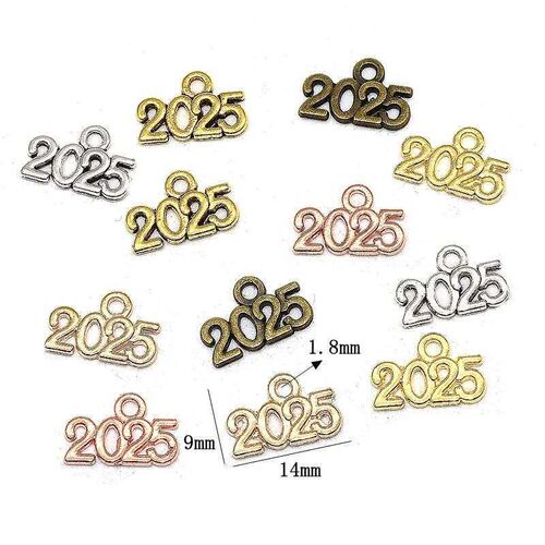 40pcs Wholesale Number 2024&2025 Year Charms Alloy Metal Sou