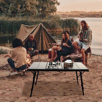 Aluminum Alloy Camping Table with Adjustable Height Folding