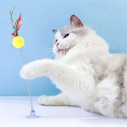 1/3Pcs Pet Cat Toy Elastic Feather ball Toys Cat Kitten