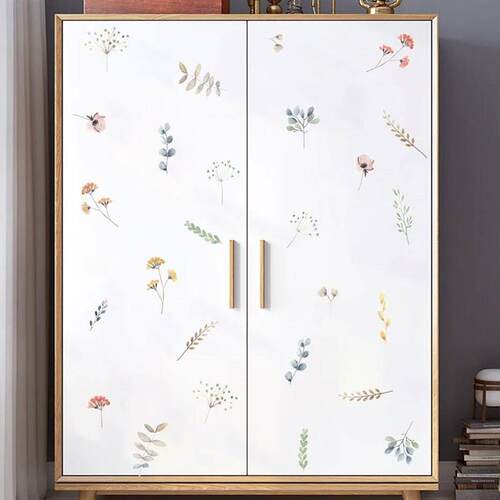 Caroon Watercolor Floral Plants Wall er Vinyl Removable DIY