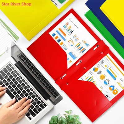 10pcs A4 Double Pocket Folder Bilateral D-Shaped Report Fold