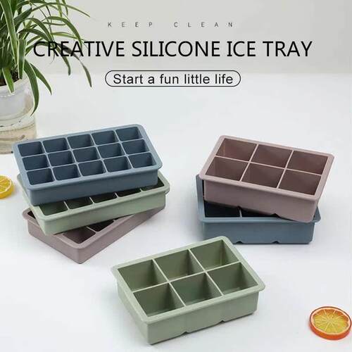 3Color Big Grid Silicone Ice Cube Mold Ice Cube Maker Flexib