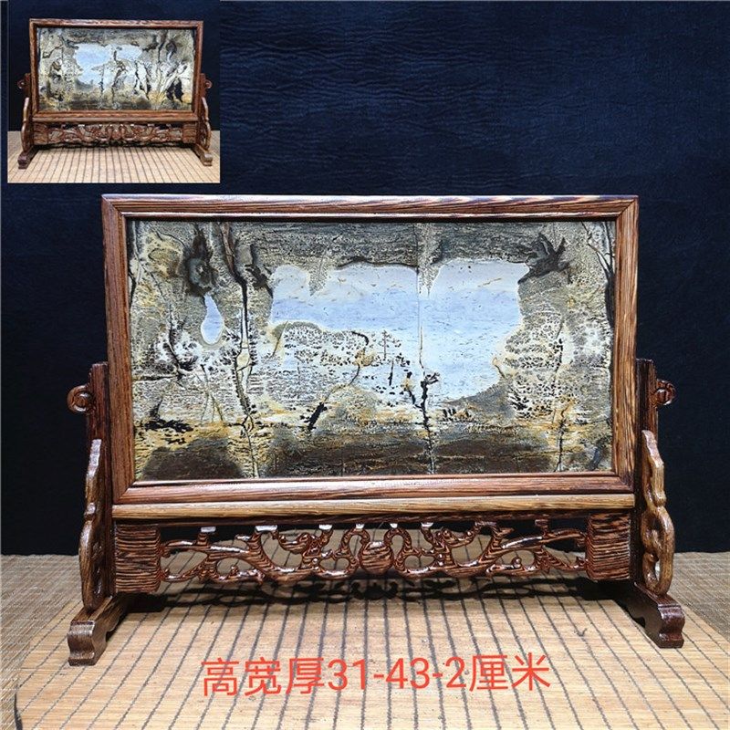 石画草花石乳源彩石国画石天然原石图案屏风家居装饰礼品摆件