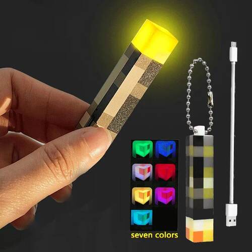 MC Games Peripheral Torch LED Light keychain Pendant Pixel