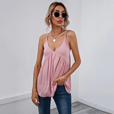 Sexy Vest Style Tshirt Vneck Sleeveless Backless Strappy Ver
