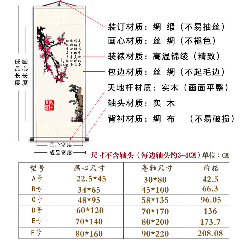 客厅沙发背景墙喜上眉梢图国画喜鹊报春红梅花鸟画竖版玄关装饰画,家居饰品,现代装饰画,淘宝优惠券,粉丝福利购,淘宝优惠卷