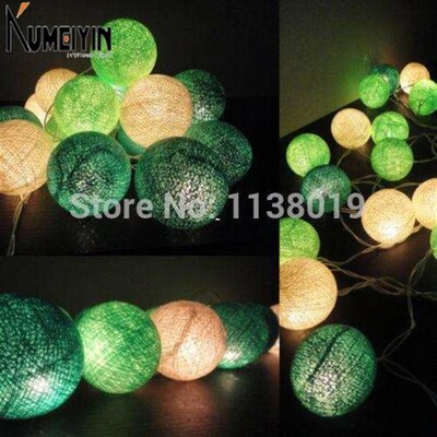 Pastel Sweet green white tone Cotton Ball Patio Party String