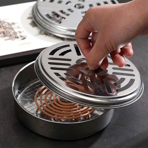 Stainless steel mosquito coil box with lid mosquito coil