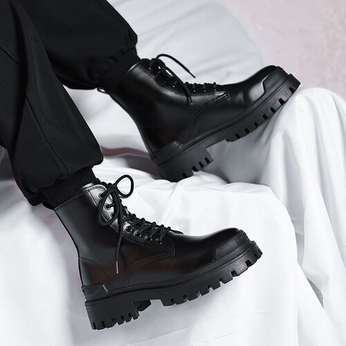 Derby Martin Boots Mens High Top British Style Retro Thick
