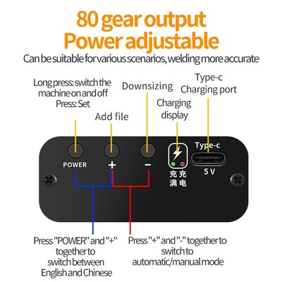 80 Gears Spot Welder Adjustable Portable Handheld Digital Di