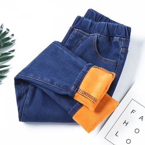 Fleece Jeans Woman Thick Winter Female Warm Skinny High Wais