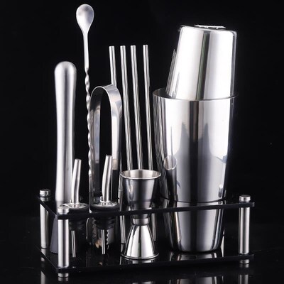 Bartender Kit 9 Piece Boston Cocktail Shaker Stainless Steel