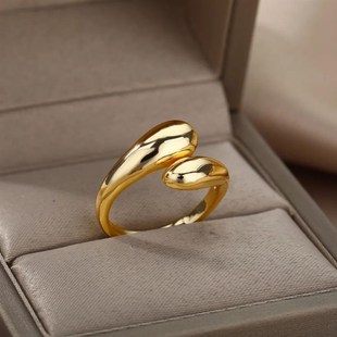Stainless Steel Rings for Women Aesthetic Sunflower Gold Pla