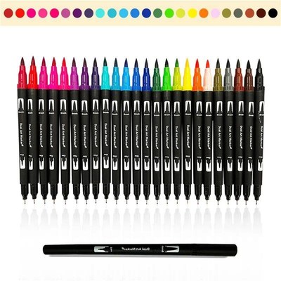 60/120 Dual Tip Art Marker Set Vibrant Watercolor Fineliner