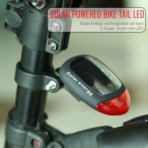 Solar Energy Bicycle Tail Light Red Cycling Rear Light Solar
