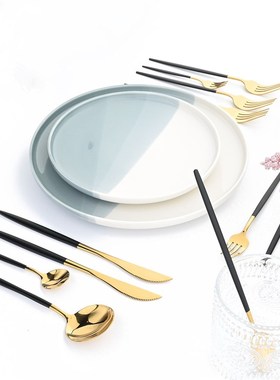 24Pcs Dinnerware Set Stainless Steel Cutlery Set Kitchen Tab