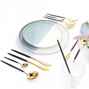 24Pcs Dinnerware Set Stainless Steel Cutlery Set Kitchen Tab