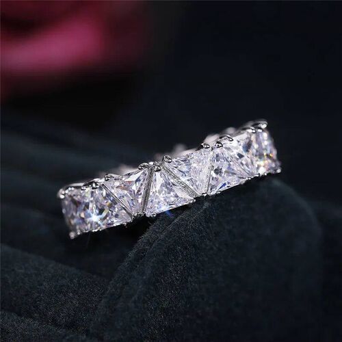 Huitan Luxury Wedding Band Promise Rings for Women Unique Tr