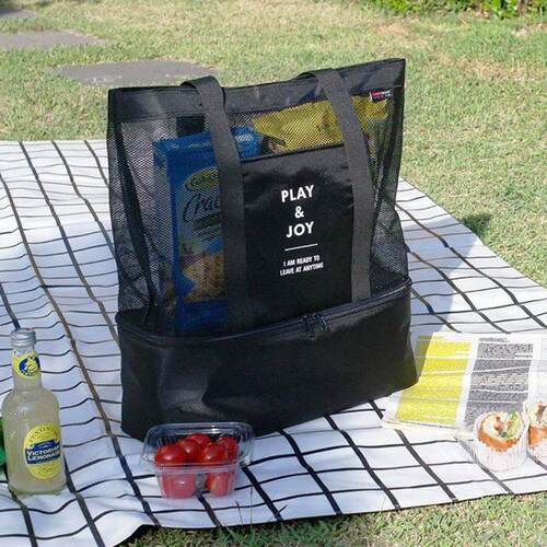 High Capacity Women Mesh Transparent Bag Double-layer Heat P