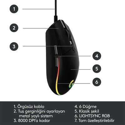 Logitech G102 Mouse USB Wired Gaming Mouse 8000 DPI Rainbow
