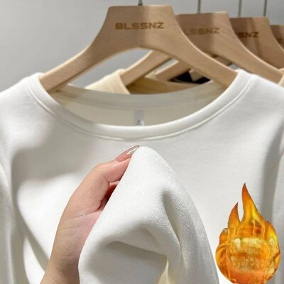Winter Women Thermal Underwear ops Round Neck Fleece Basic P