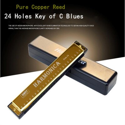 1PCS Professional 24 Hole Harmonica Mouth Metal Organ for Ch