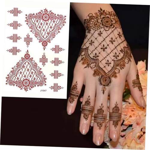 Waterproof Henna Tattoo Brown Henna Stickers for Hand Fake T