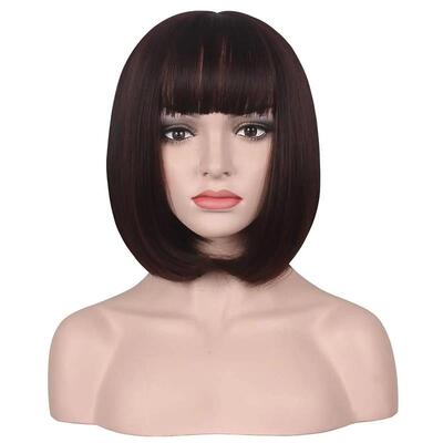 Synthetic Wig Short Platinum Blonde Ombre Wavy Wig Dark Root