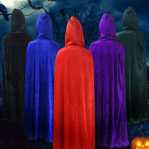 Jubah Beludru Halloween Dewasa Jubah Pertengahan Bertudung K
