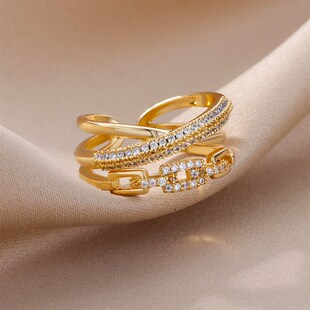 Stainless Chain Fashion Color For Women Rings Gold Steel