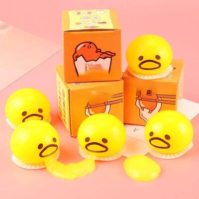 1 Pcs Squishy Puking Egg Yolk Sress Ball with Yellow Goop Re