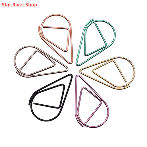 50 Pcs Metal Material Drop Shape Paper Clips Gold Silver Col