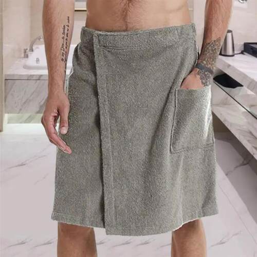 Men Bathrobe Bath Towel Adjustable Elastic Waist Homewear Ni