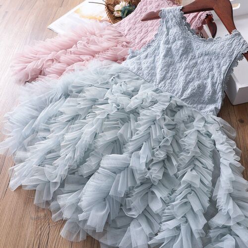 Lace Girls Princess Dress Fluffy Cake Smash Dresses Kids Chr