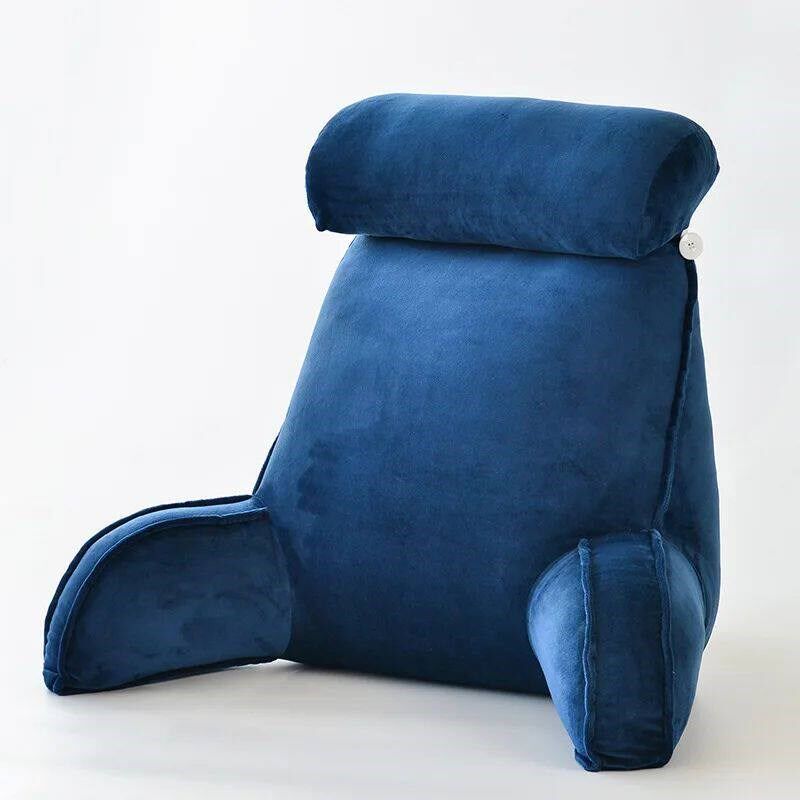 Velvet Reading Pillow with Armrests and Round Couch-Backres