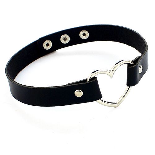 New Punk Gothic PU Leather Choker Chain Heart Buckle Collar