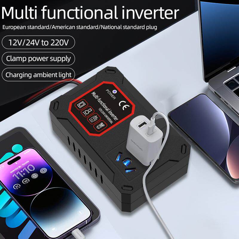 Inverseur de batterie de voiture 12v24v moto tournant 220V - 实物图