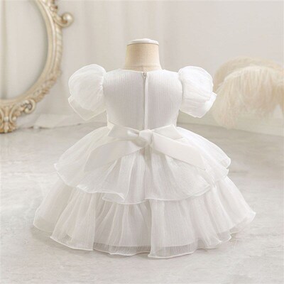 White Princess Style Dress for Girls Autumn Kids Wedding Gow