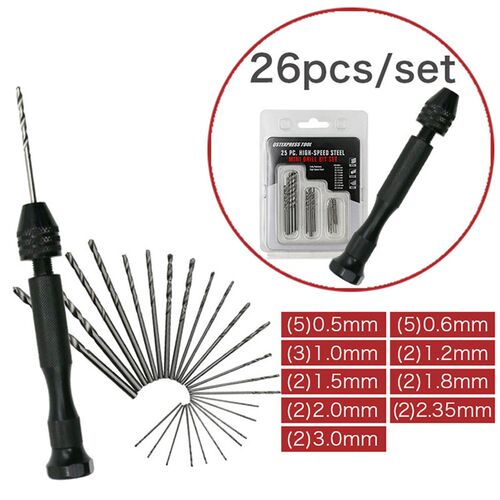 26pc 0.3-3.4mm Hand Twisted Drill Manual Drilling Set