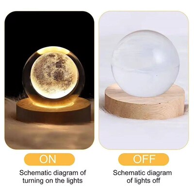 3D Moon Crystal Ball Astronomy Galaxy Solar System Saturn Lu