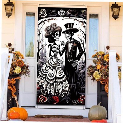 Halloween door width party decoration banner background万圣