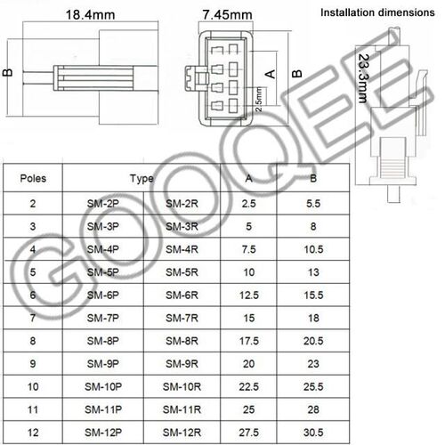 560PCS/Box JST SM2.54mm Male+Female 2P 3P 4P 5P Housing Conn