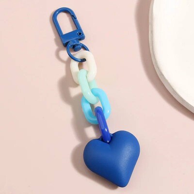 Handmade Heart Keychain Acrylic Plastic Link Chain Key Ring