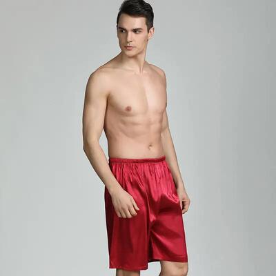 stain silk men pajamas Shorts home sleeping pants trouser