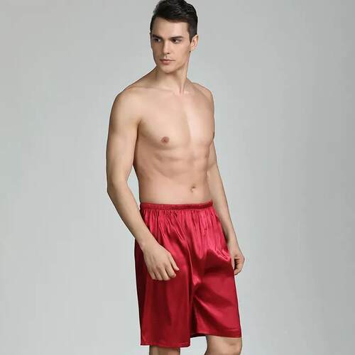 stain silk men pajamas Shorts home sleeping pants trouser