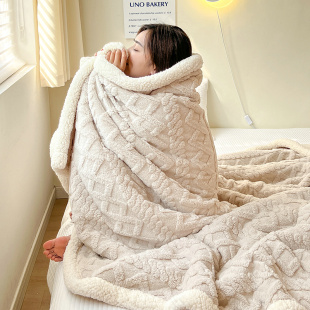 塔肤绒羊羔绒毛毯午睡毯沙发毯冬季 加厚珊瑚绒毯子保暖盖毯铺床垫
