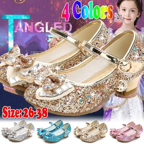 Princess Kids Leather Shoes for Girls Flower Casual Glitter