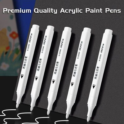 5pcs White Acrylic Marker,Permanent Pen Art Supplies for Bla