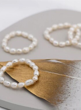 Orazio Korean Minimalist Pearl Ring for Women Girl White Rou